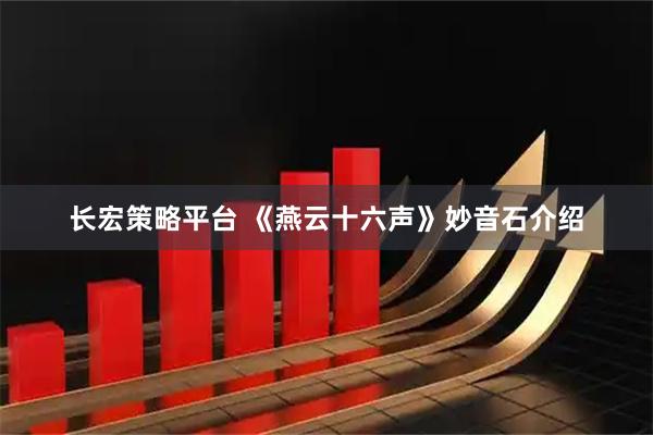 长宏策略平台 《燕云十六声》妙音石介绍