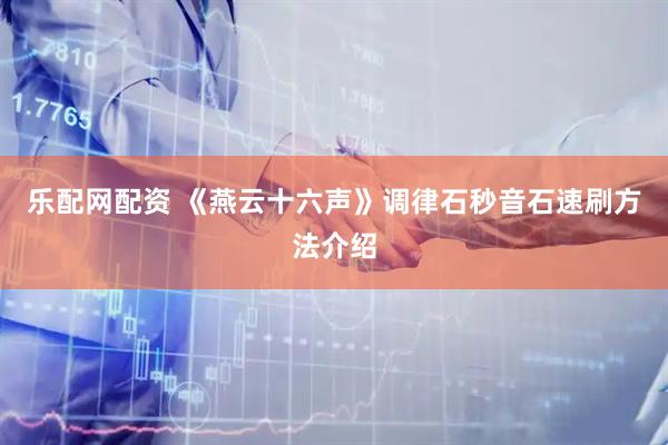 乐配网配资 《燕云十六声》调律石秒音石速刷方法介绍